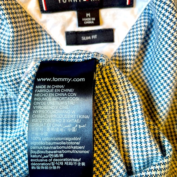 Tommy Hilfiger Blue Herringbone Button Up Shirt Mens Medium NWT - Picture 9 of 12